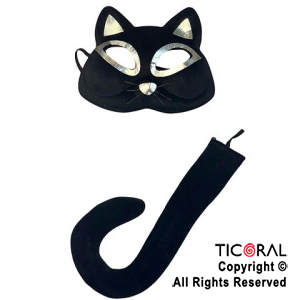 SET ANTIFAZ GATO CON COLA NEGRO CON PLATA x 1